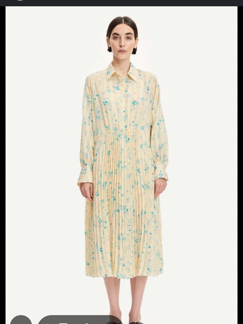 NWT Samsoe Samsoe Oversized Floral Pleated Shirt Dress In Corn Lace Size S/M